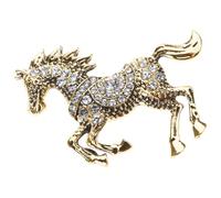 Pin de caballo con diamantes de imitación de cristal brillante, diseño esmaltado hecho a mano, accesorio ligero para uso diario, pin de aleación de zinc, talla única, como se describe