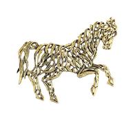 Pin de caballo con símbolo cultural con detalles calados, construcción de metal, accesorio de moda, regalo de aleación, broche de animal, talla única, como se describe