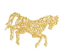 Pin de caballo con símbolo cultural con detalles calados, construcción de metal, accesorio de moda, regalo de aleación, broche de animal, talla única, como se describe