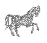 Pin de caballo con símbolo cultural con detalles calados, construcción de metal, accesorio de moda, regalo de aleación, broche de animal, talla única, como se describe