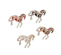 Pin de caballo de diamantes de imitación con detalles esmaltados, elegante detalle de cristal, accesorio de solapa de animal para uso diario, joyería de caballo de dibujos animados