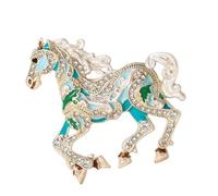Pin de caballo de diamantes de imitación con detalles esmaltados, elegante detalle de cristal, accesorio de solapa de animal para uso diario, joyería de caballo de dibujos animados, talla única, como