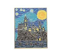 Pin de castillo escolar Van Gogh Art Wizard, talla única, Metal