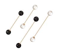 Pin de Chal de Suéter,4 Pack Mujeres Pinzas para Suéter Doble Perla Falsa Alfiler de Alimentos Blanco Negro Broche Clips para Mujeres Niñas Ropa Decoración, One Size, perla y aleación
