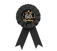 Pin de chapa de hojalata con diseño de diamante dorado para 60 cumpleaños, 60 cumpleaños, roseta negra para mujer, broche para decoración de fiesta de cumpleaños 60 años, Hojalata, roseta