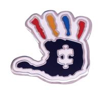 Pin de concienciación sobre el autismo con huellas de mano, broche de cinta de apoyo para símbolo de sensibilidad sensorial