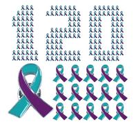 Pin de concienciación sobre la prevención del suicidio, 120 unidades, color morado y verde azulado, alfileres de solapa para concienciación de agresión sexual a granel