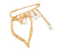 Pin de corazón de aleación hecho a mano con acabado, multiuso, acento de moda para abrigo, blusa, bolso, estilo versátil, adorno de armario, talla única, como se describe
