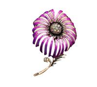 Pin de diente de león chapado en oro, accesorio floral inspirado en la época, diseño de hojas de cristal de inspiración vintage, talla única, como se describe