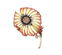 Pin de diente de león chapado en oro, accesorio floral inspirado en la época, diseño de hojas de cristal de inspiración vintage, talla única, como se describe
