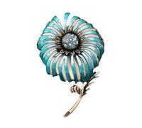 Pin de diente de león chapado en oro, accesorio floral inspirado en la época, diseño de hojas de cristal de inspiración vintage, talla única, como se describe