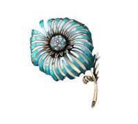 Pin de diente de león chapado en oro, accesorio floral inspirado en la época, diseño de hojas de cristal de inspiración vintage, joyería para mujer, talla única, como se describe