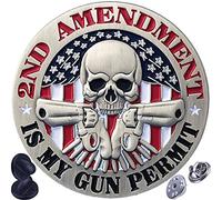 Pin de doble embrague para coleccionista patriótico de segunda modificación, con texto en inglés "Is My Gun Permit