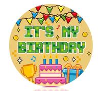 Pin de Es Mi Cumpleaños, 5,8cm Botón de Insignia Feliz Cumpleaños con Temática Píxeles para Niños y Niñas Divertidos Recuerdos y Decoración para Fiestas