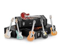 Pin de esmalte de guitarra | Paquete de 6 | Seis alfileres diferentes | 52 mm | Se puede usar en una mochila, camisa, chaqueta, solapa, sombrero o corbata | Presentado en hermosos estuches de guitarra