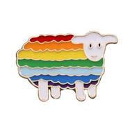 Pin de esmalte de oveja arco iris con respaldo de seguridad