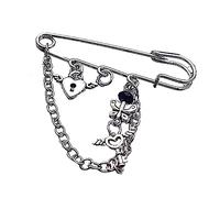Pin de estrella de cinco puntas en forma de corazón con cerradura de llave/doble cadena, broche punk, zapatillas, decoración de zapatos, traje de solapa, talla única, como se describe