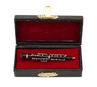 Pin de Etiqueta de Oboe en Miniatura con Caja de Almacenamiento de Soporte y Terciopelo, Metal Mini Musical Clarinete Instrument Figurine Modelo Broche, Adorno de Decoración de