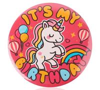 Pin de Feliz Cumpleaños, Linda Insignia Botón Es Mi Cumpleaños con Patrón Globos Arcoíris para Fiestas Niñas y Niños Suministros de Decoración y Celebración