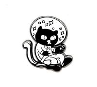 Pin de gato espacial de dibujos animados, serie mundial de animales, pin de solapa esmaltado, insignia chapada para ropa, bolsas y cordones