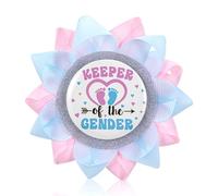 Pin de guardián del género, decoración de fiesta de revelación de género, pines de botón de baby shower, diseño de pies de bebé rosa y azul
