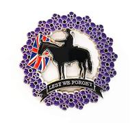 Pin de insignia de amapola morada, animal, perro, caballo, mascota, Lest We Forget Remembrance Day, broche de bandera de Reino Unido
