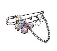 Pin de insignia de estrella de cinco puntas, broche en forma de corazón/doble cadena, punk zapatilla decoraciones, pin de solapa, broche de diseño geométrico, talla única, como se describe