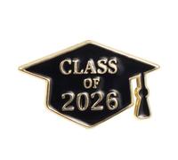 Pin de insignia de graduación del año 2026 de aleación de Zn esmaltada para estudiantes, logros académicos, recuerdos, insignia con temática escolar, One Size, como se describe