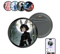 Pin de insignia de píxeles con visualización digital, insignia de visualización HD de 2.36 pulgadas, lindo Pin con videos/fotos a través de Bluetooth, insignia electrónica inteligente para mochilas