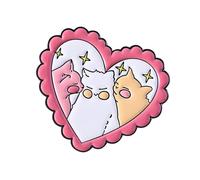 Pin de joyería con diseño de animales dulces con diseño de gatos de corazón, revestimiento inoxidable, accesorios de moda, regalo de moda, broche de gatos para niñas, talla única, como se describe