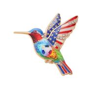 Pin de joyería de colibrí con acabado esmaltado que no destiñe, accesorios de cierre seguro para la ropa, accesorios para banquetes y fiestas, pin patriótico de pájaro, One Size, como se describe
