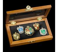 Pin de la casa de Hogwarts: cinco pines en la vitrina. Colección Harry Potter No