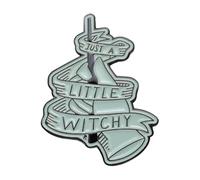 Pin de mariposa de cristal esmaltado con forma de bruja y luna, insignia de solapa gótica, Normal, Metal no precioso