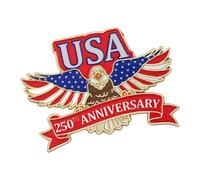 Pin de metal, accesorio de la insignia del 250 aniversario del Día de la Independencia de los Americanos para uniformes y ropa casual, Pin del ejército conmemorativo, One Size, Como se describe