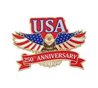 Pin de metal con diseño de águila, insignia del 250 aniversario del Día de la Independencia Americana, accesorios para uniformes y ropa casual, pin de solapa armado conmemorativo