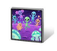 Pin de metal cuadrado con diseño de criaturas alienígenas para mochilas y ropa - Broche de solapa estilo esmalte - Regalo de ciencia ficción