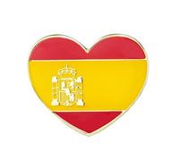 Pin de metal esmaltado con bandera de corazón de España, Metal
