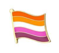 Pin de metal esmaltado con bandera LGBTQ de Lesbian Sunset Pride Sexuality LGBTQ - 1,9 cm x 1,6 cm - Colores de bandera lesbiana de esmalte duro - Símbolo de identidad LGBTQ+ para chaqueta