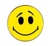 Pin de metal esmaltado con cara sonriente amarilla con emoji