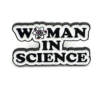 Pin de metal esmaltado con diseño de mujer en ciencia feminista STEM