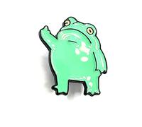 Pin de metal esmaltado con diseño de rana verde con texto en inglés "Swear Attitude Meme", Metal