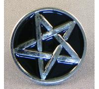 Pin de metal esmaltado, con insignia de pentagrama (cromo y negro). Pentangle
