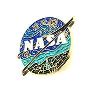 Pin de metal esmaltado con logotipo de la NASA The Starry Night Painting Van Gogh, 30mm, Metal