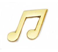 Pin de metal esmaltado, con nota musical, color dorado