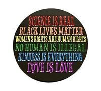 Pin de metal esmaltado con texto en inglés "Science Is Real Pin Black Lives Matter No Human Is Illegal Women's Rights Are Human Rights Are Human Rights"
