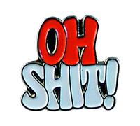 Pin de metal esmaltado, insignia broche "Oh mierda" Cuss jurar (blanco y rojo)