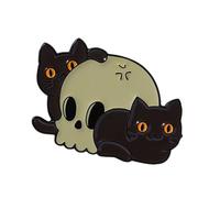 Pin de metal único con diseño de gatos de esqueleto, regalo creativo, joyería misteriosa de gatos negros para los amantes de la cultura gótica, insignia de pecho gótico de aleación, talla única, como