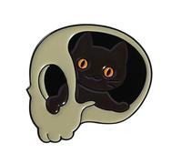 Pin de metal único con diseño de gatos de esqueleto, regalo creativo, joyería misteriosa de gatos negros para los amantes de la cultura gótica, insignia de pecho gótico de aleación, talla única, como