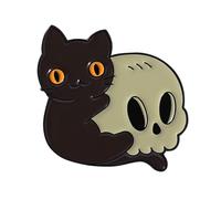 Pin de metal único con diseño de gatos de esqueleto, regalo creativo, joyería misteriosa de gatos negros para los amantes de la cultura gótica, insignia de pecho gótico de aleación, talla única, como