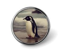 Pin de pingüino personalizado en la playa, broche de cuello personalizado de 1 pulgada, insignia vintage para bolsos, sombreros, chaquetas, mochilas, trajes, camisas, decoración de ropa, colección de